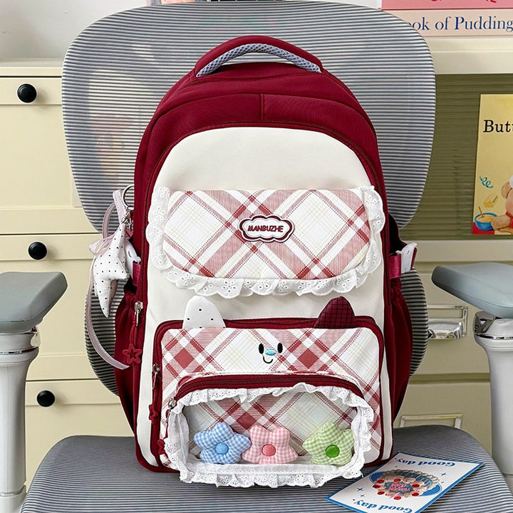 Stylish Multi-Pocket Backpack with Cute Decorative Accents Kalsten