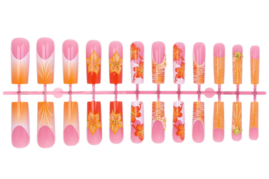 Nail set with floral and fruity decorations Kalsten