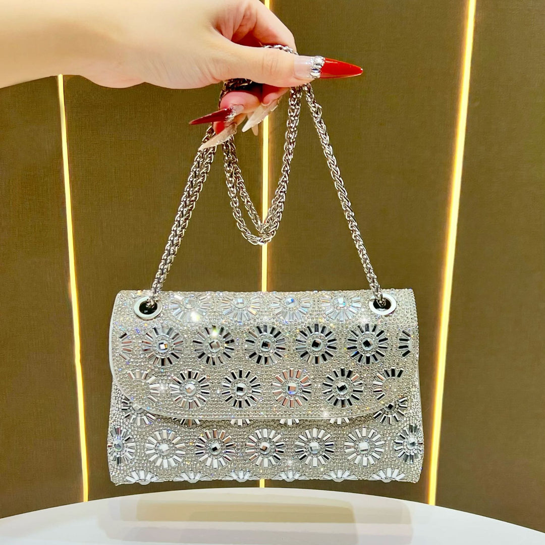 Decorative Flower-Embellished Evening Handbag