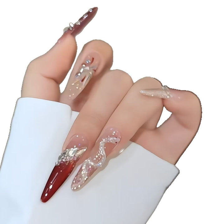 Premium Crystal-Decorated Nail Extensions