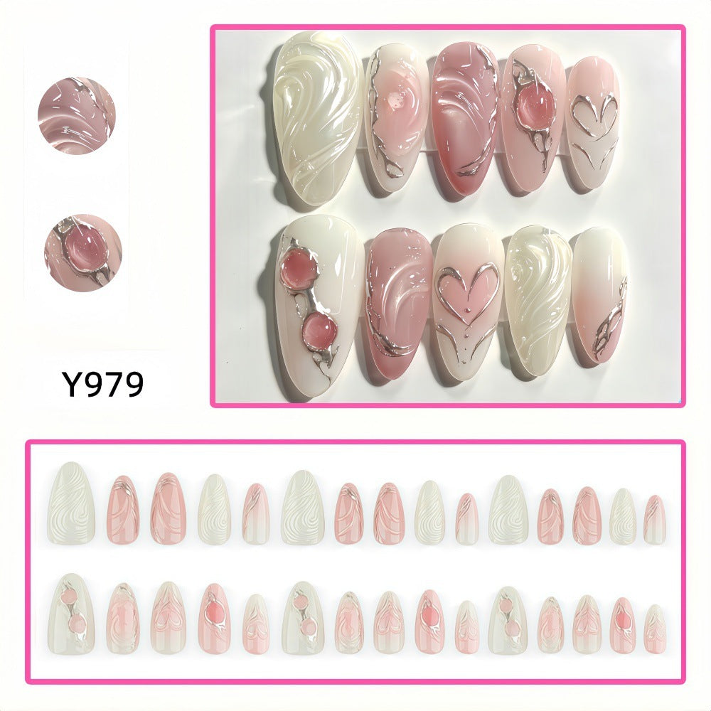 Elegant Artificial Nail Set with Romantic Design Kalsten