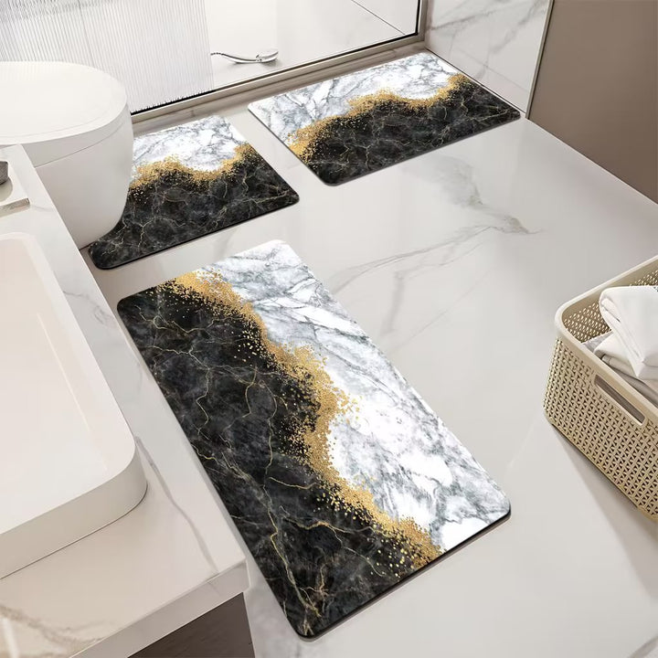 Luxurious Marble Pattern Bath Mat Set Kalsten