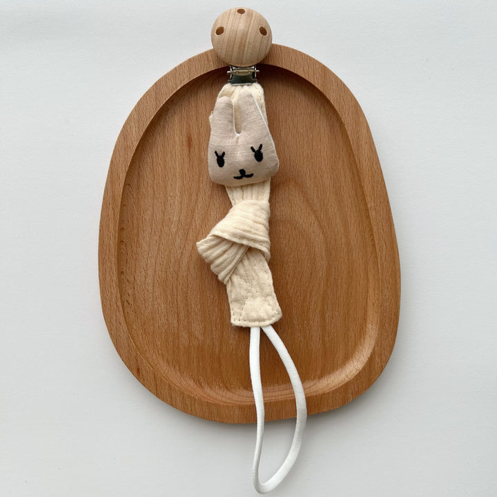 Pacifier and Comforter Clip with Wooden Safety Clasp