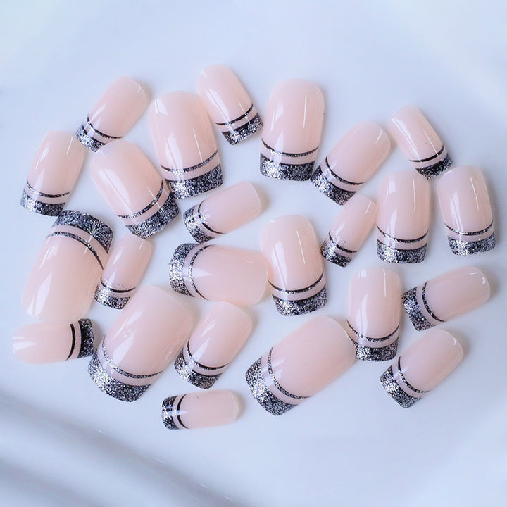 Stylish Glittery French Tip Nail Enhancements Kalsten
