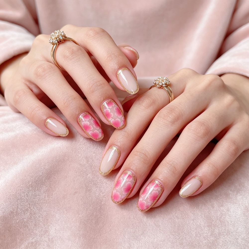 Floral Design Press-On Nail Art Set