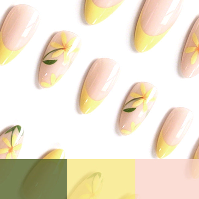 Floral French Tip Nail Art Kalsten