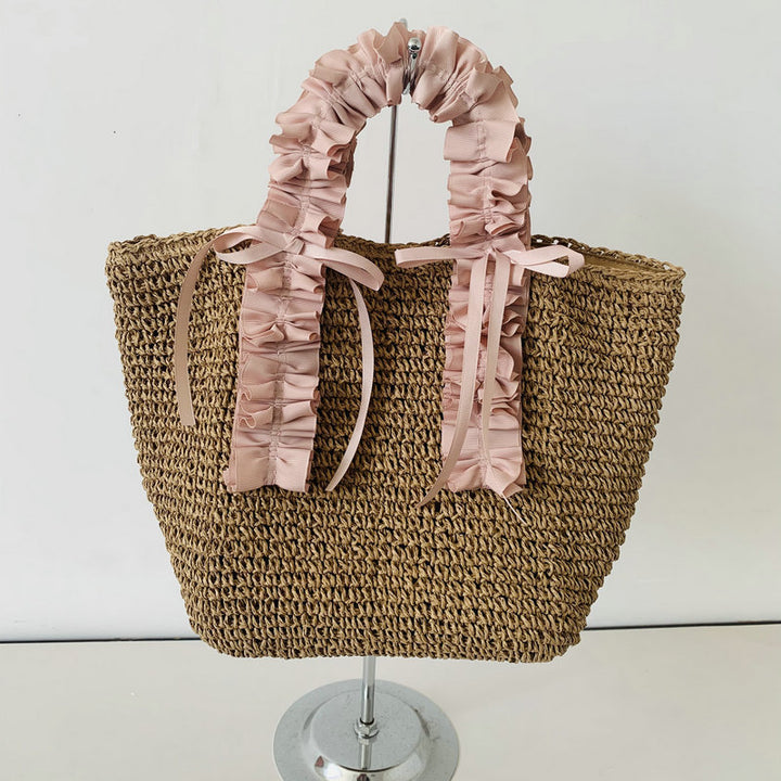 Crocheted beach bag with elegant satin accents Kalsten