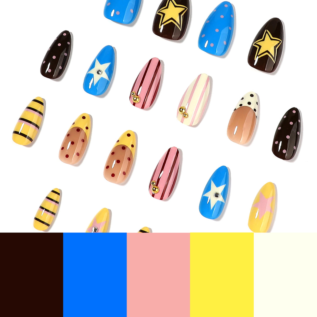 Creative artificial nails with playful patterns Kalsten