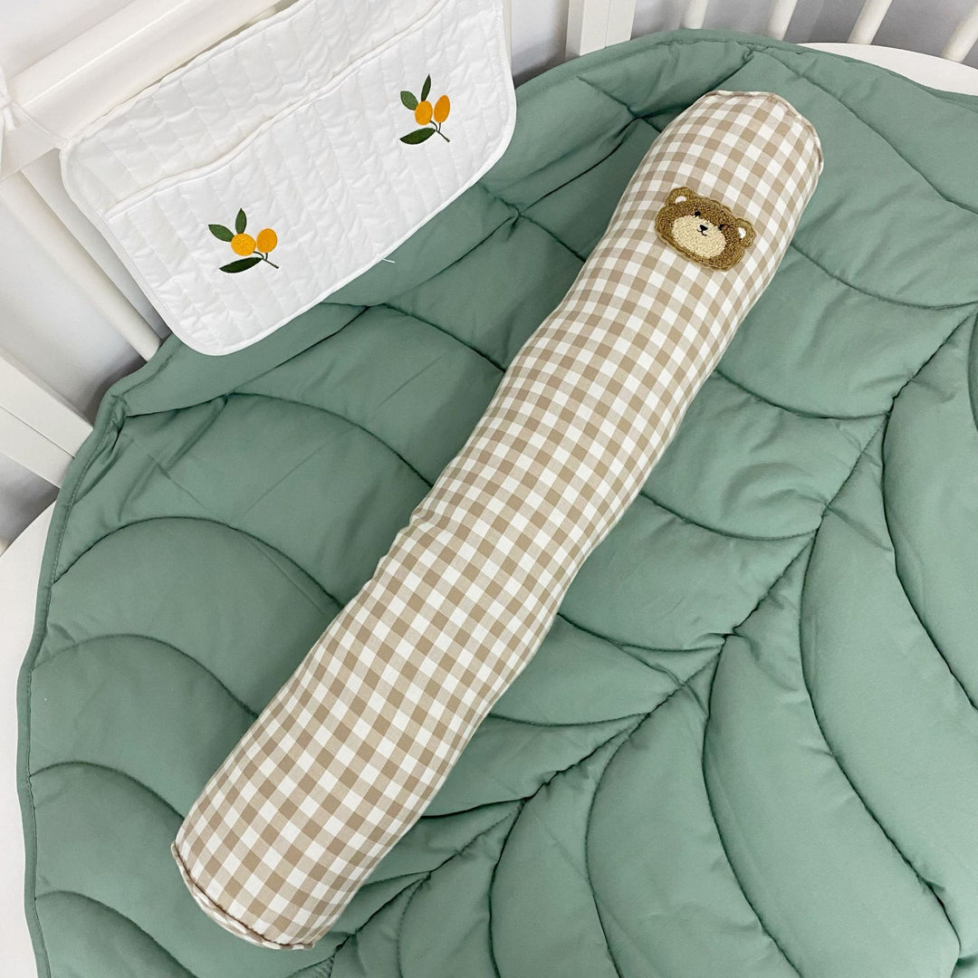 Long Gingham Nursery Bolster Pillow for Crib Support