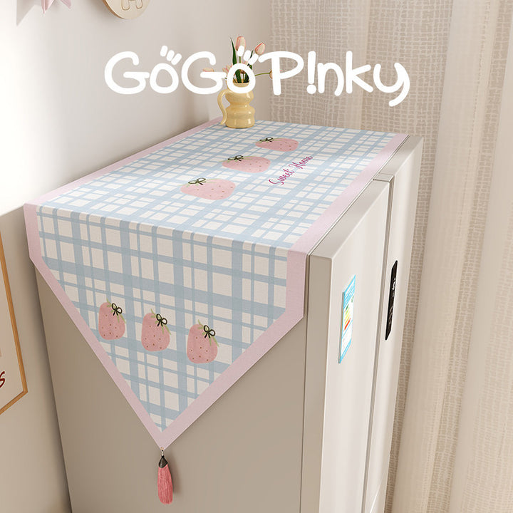 Refrigerator Top Protective Runner Dust Cover with Fruit Motif and Tassel Corners