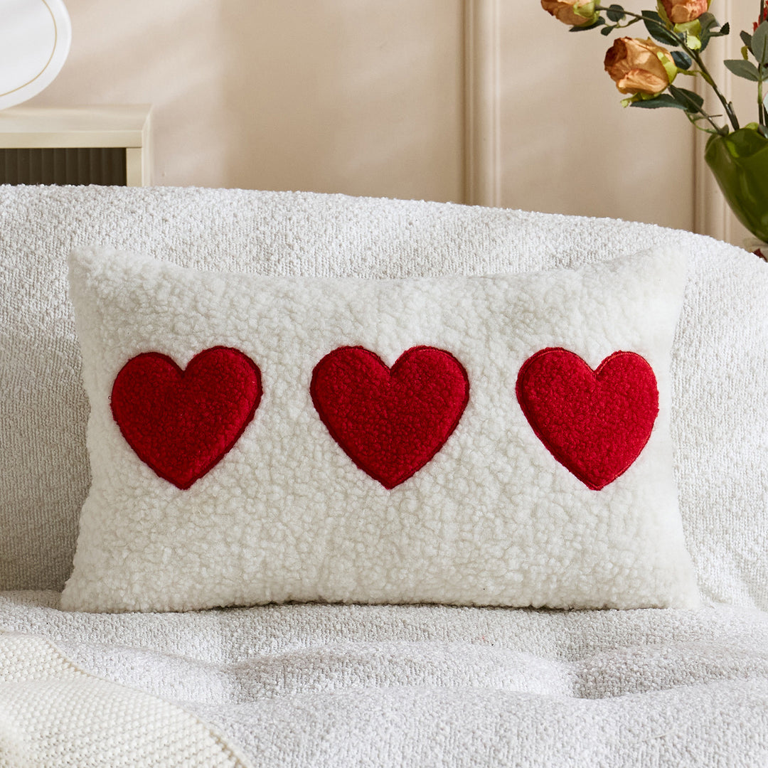 Sherpa Heart Bouclé Texture Decorative Throw Pillow Cover