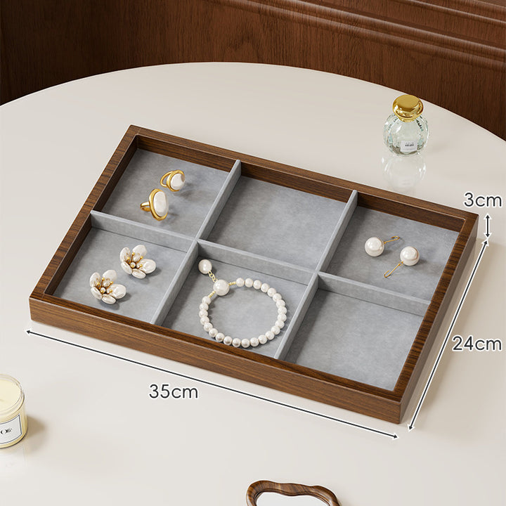 Twelve-Compartment Bamboo Jewelry Organizer Tray