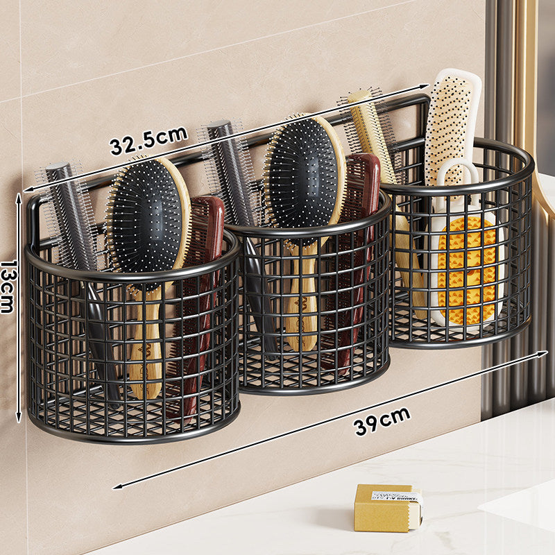 Wall-Mounted Triple Mesh Bathroom Organizer Basket for Brushes Combs and Sponges
