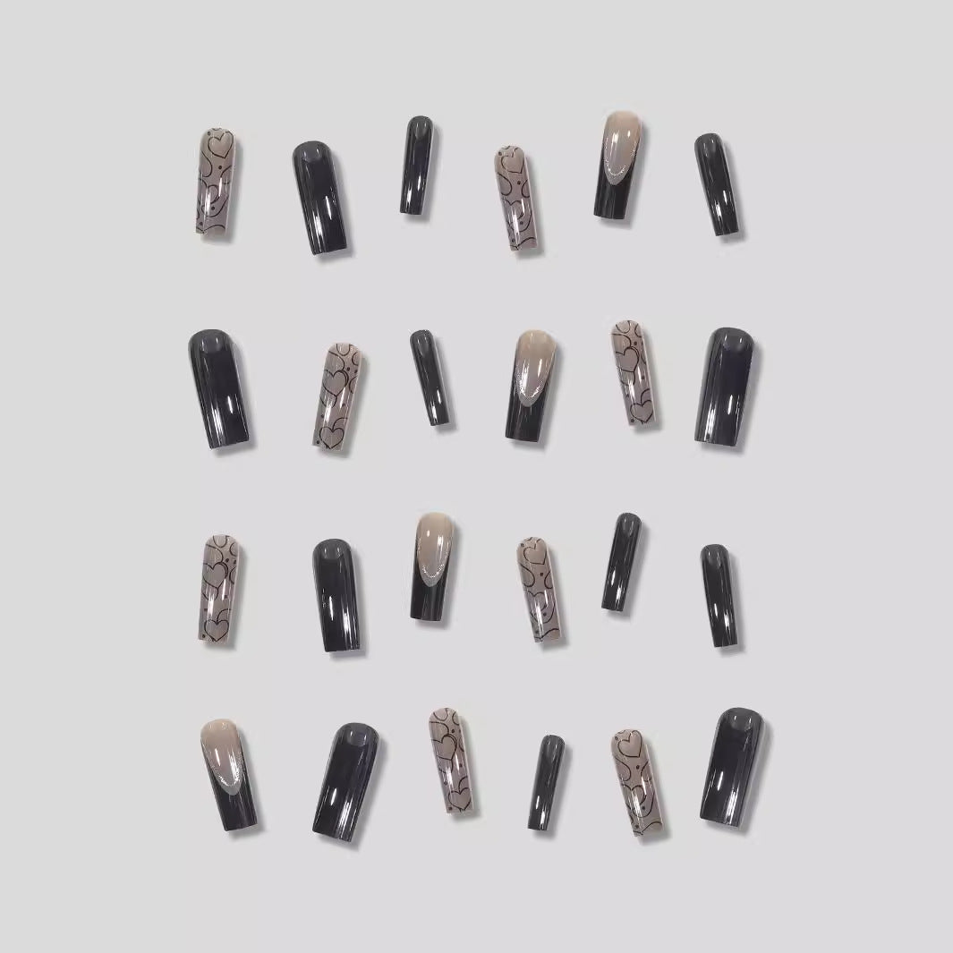 Artistic Heart-Patterned Stiletto Press-On Nails Kalsten