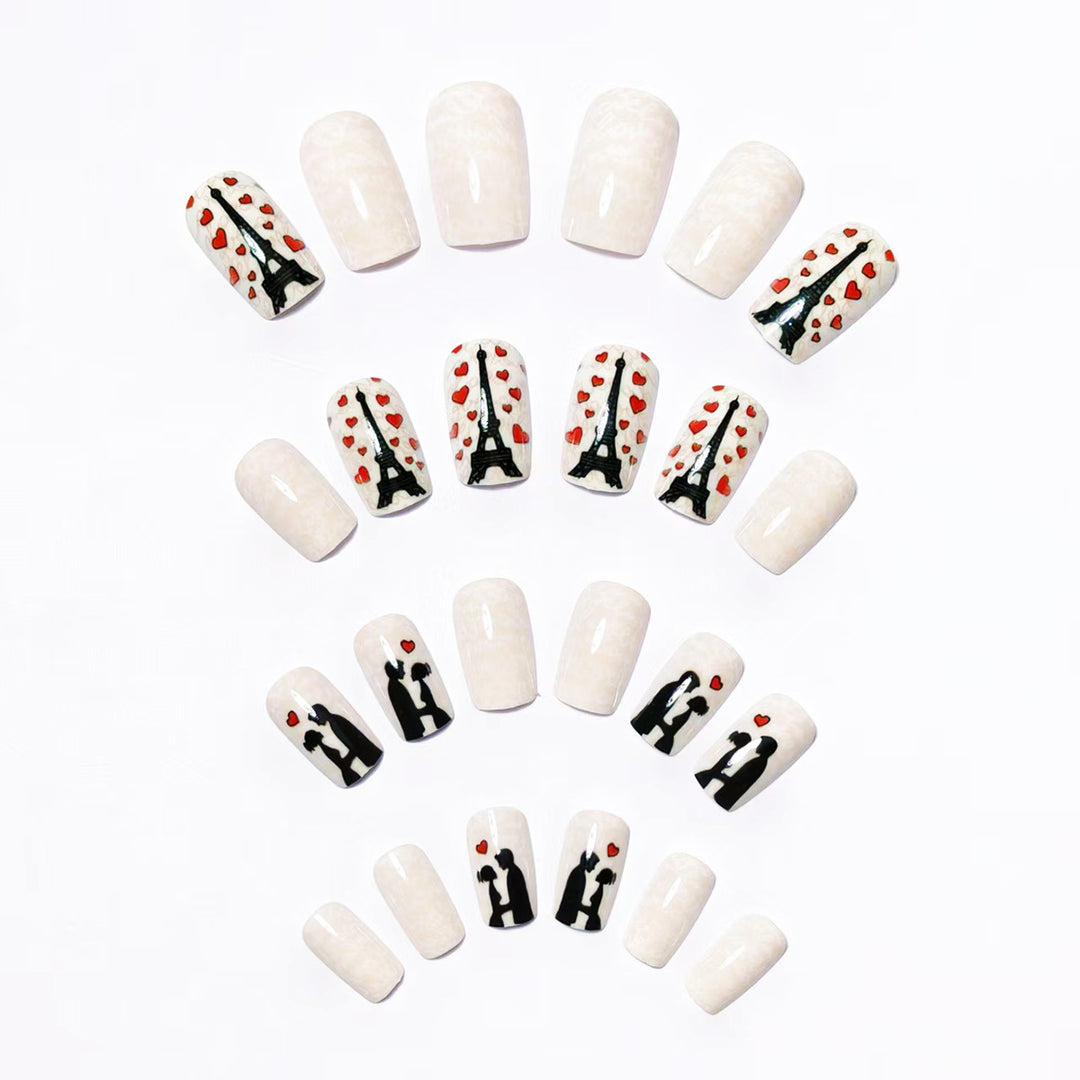 Artificials nails with Romantic Eiffel Tower design Kalsten