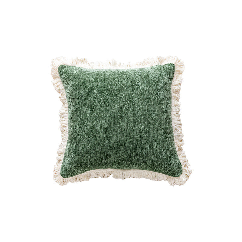 Decorative Velvet Ruffled Flange Square Throw Pillow with Plush Insert