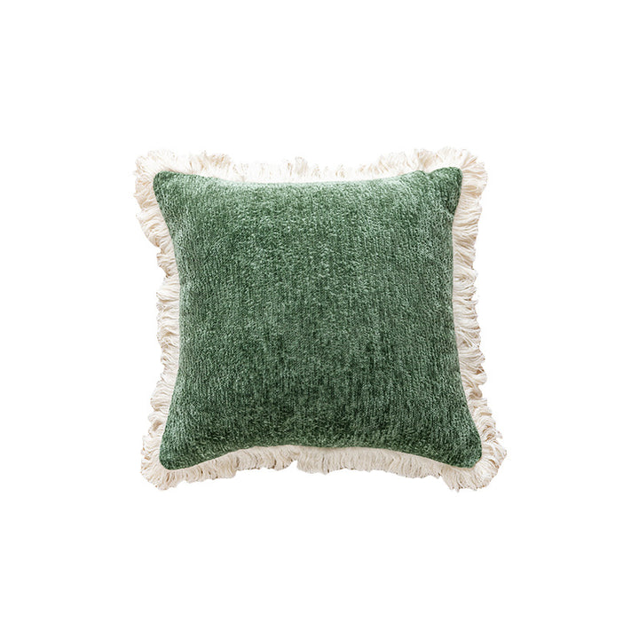 Decorative Velvet Ruffled Flange Square Throw Pillow with Plush Insert