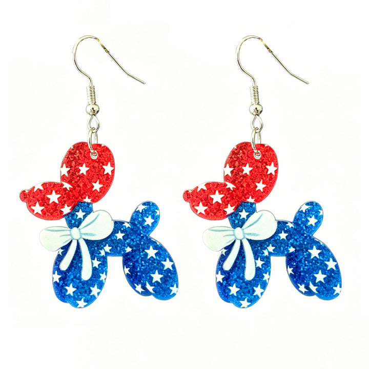 Ladies nan glittering bow earrings with stud closure and star stripe motif Kalsten