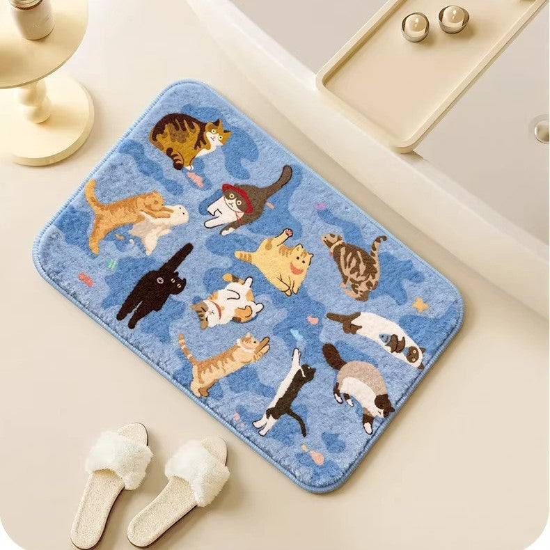 Playful Cat-Themed Soft Bath Mat