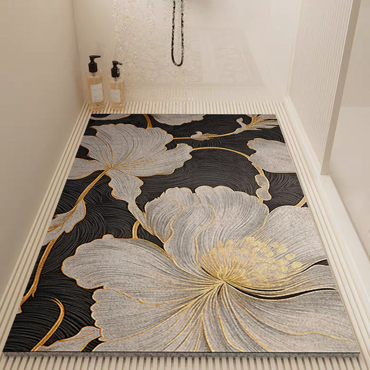 Elegant Floral Patterned Bath Mat Kalsten