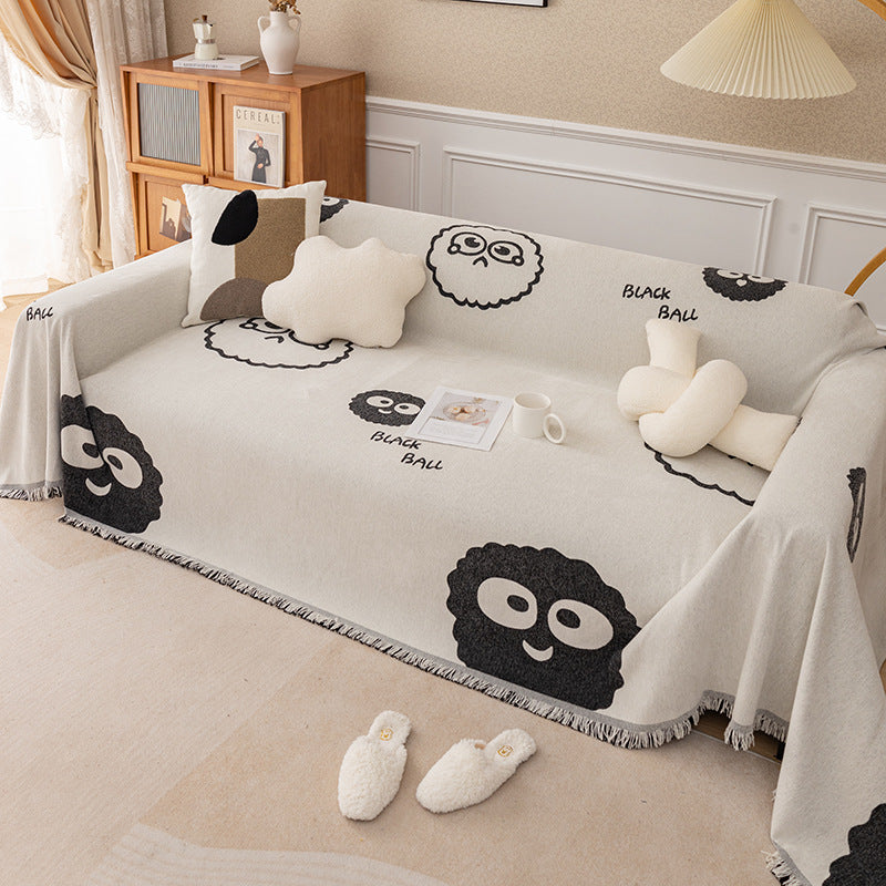 Playful Cartoon-Themed Sofa Throw Blanket