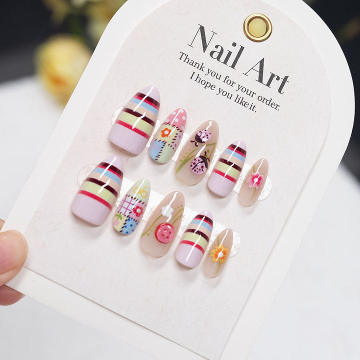Artistic Stiletto Press-On Nail Set with Floral Accents