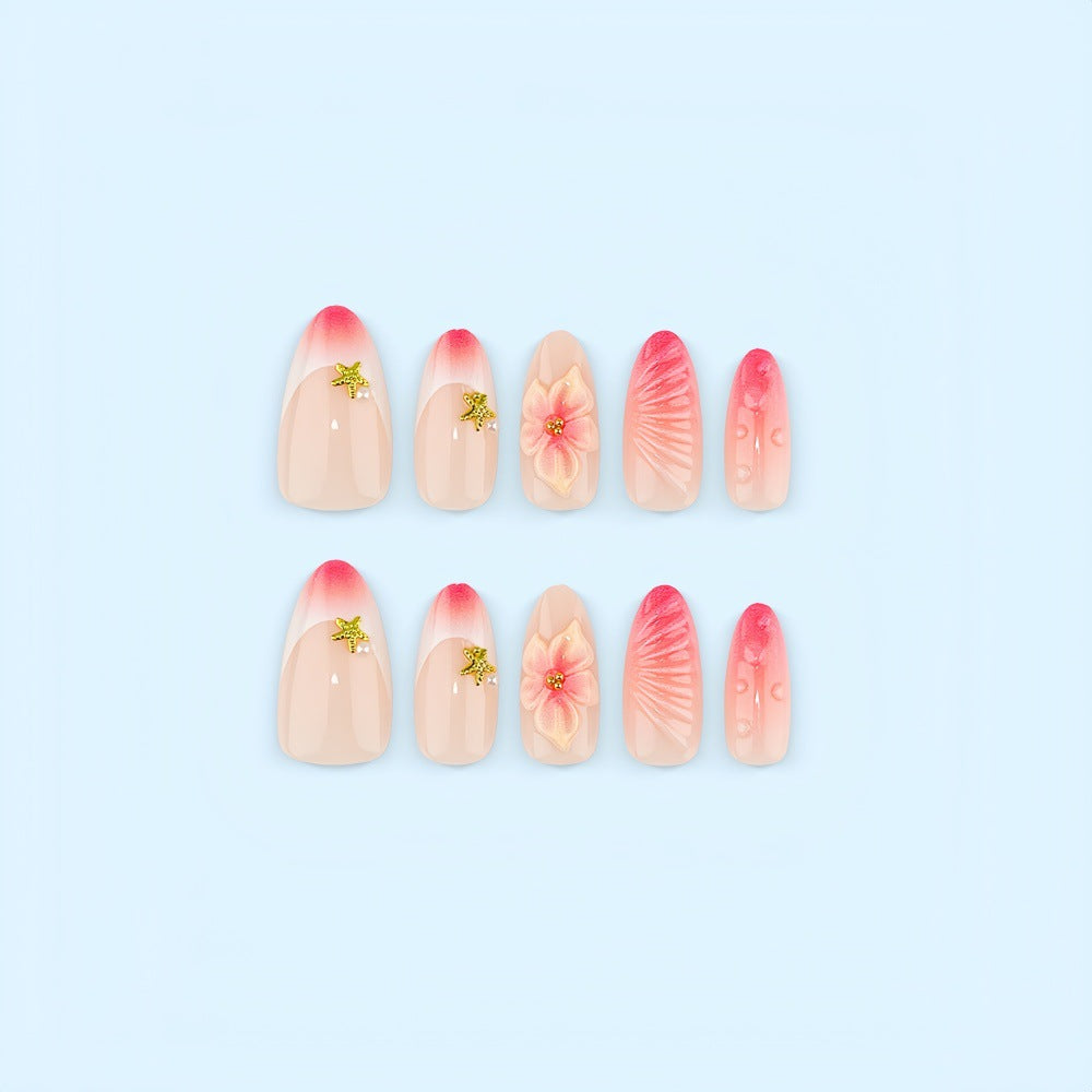 Artificial nails with flower and glitter accents Kalsten