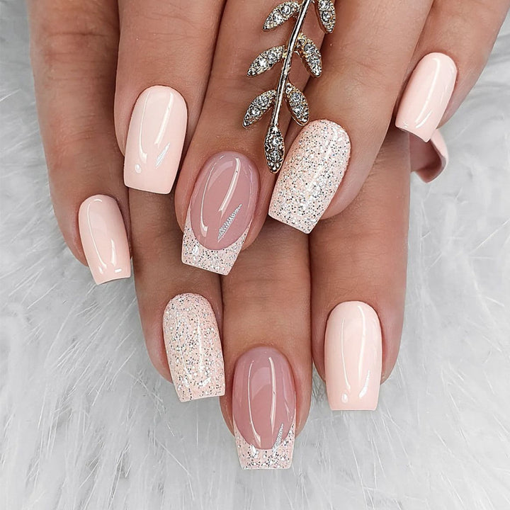 Elegant Stiletto Press-On Nail Art with Rhinestone Accents Kalsten