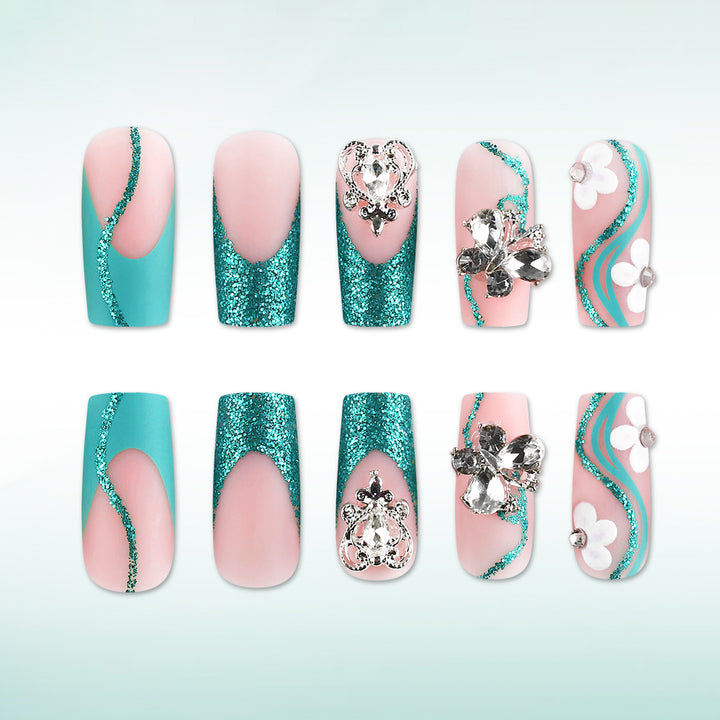 Luxury Crystal-Embellished Press-On Nails Kalsten