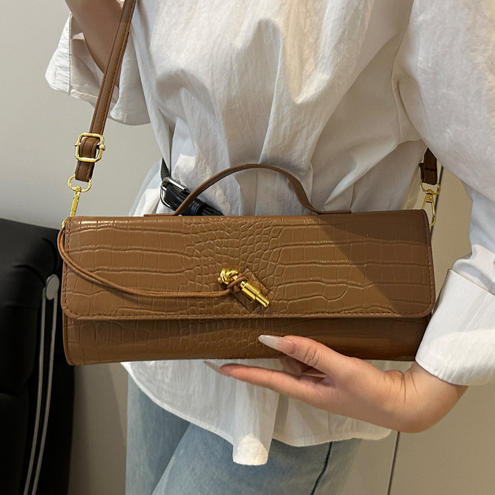 Elegant Crocodile-Textured Handbag