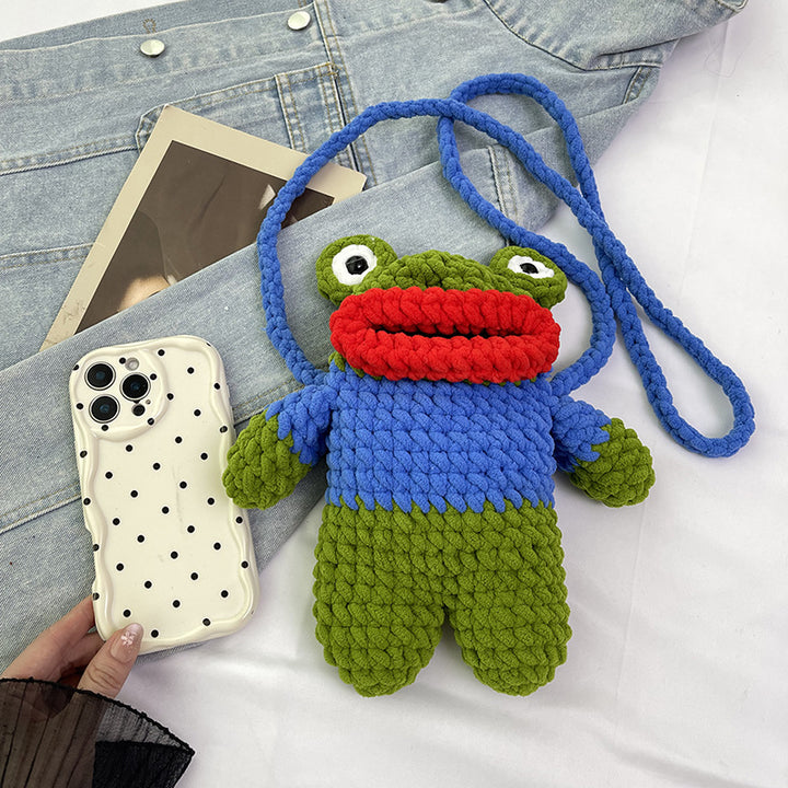 Cute Frog-Shaped Crochet Mini Backpack