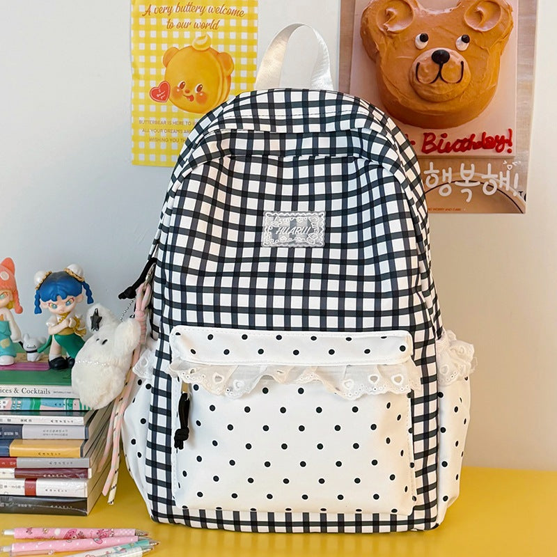 Stylish Gingham Print Casual Backpack Kalsten