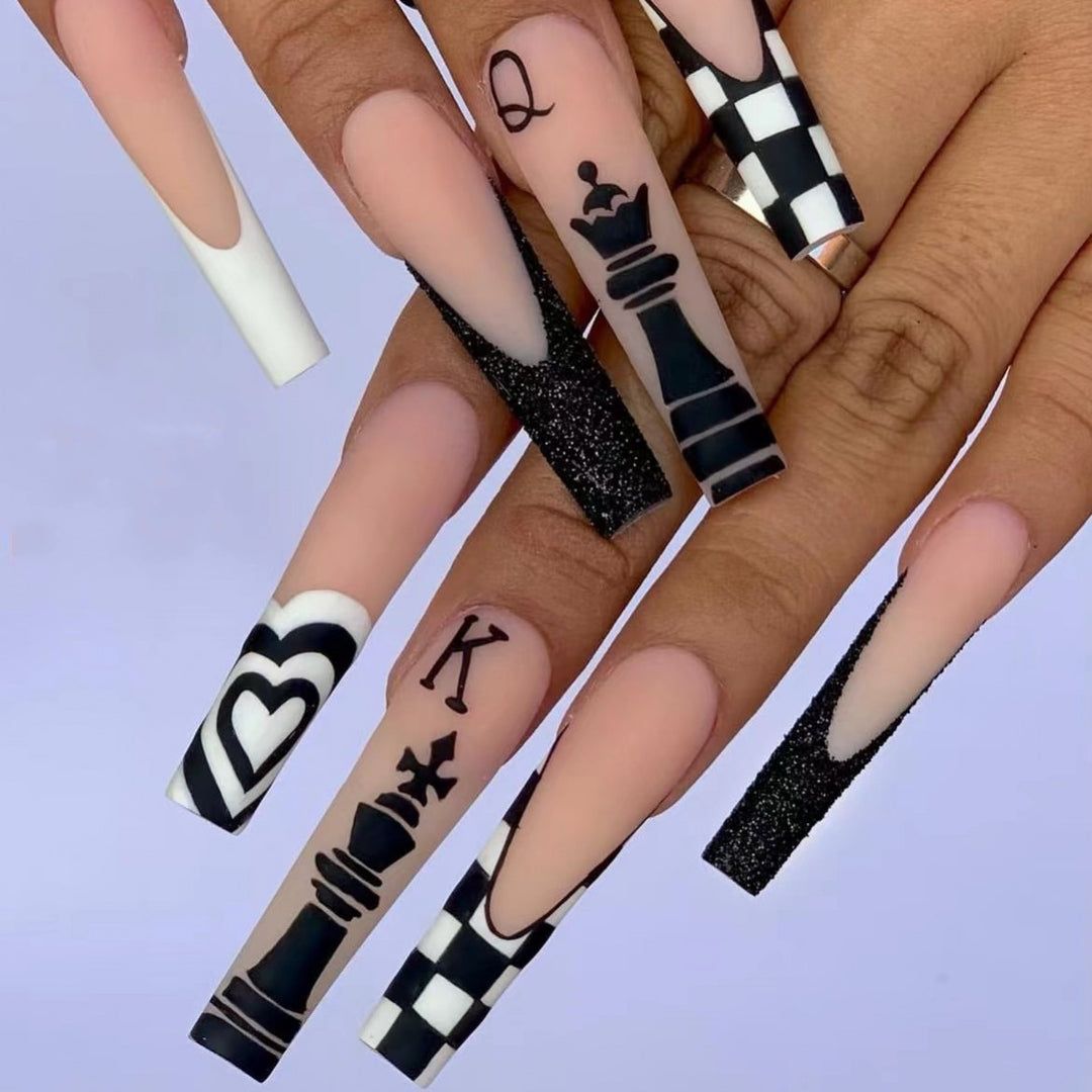 Art Nail Set with Creative Chess Designs Kalsten