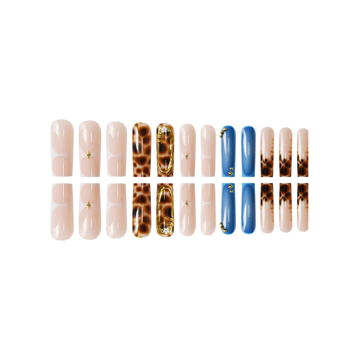 Artistic Press-On Nail Set with Unique Giraffe Pattern Kalsten