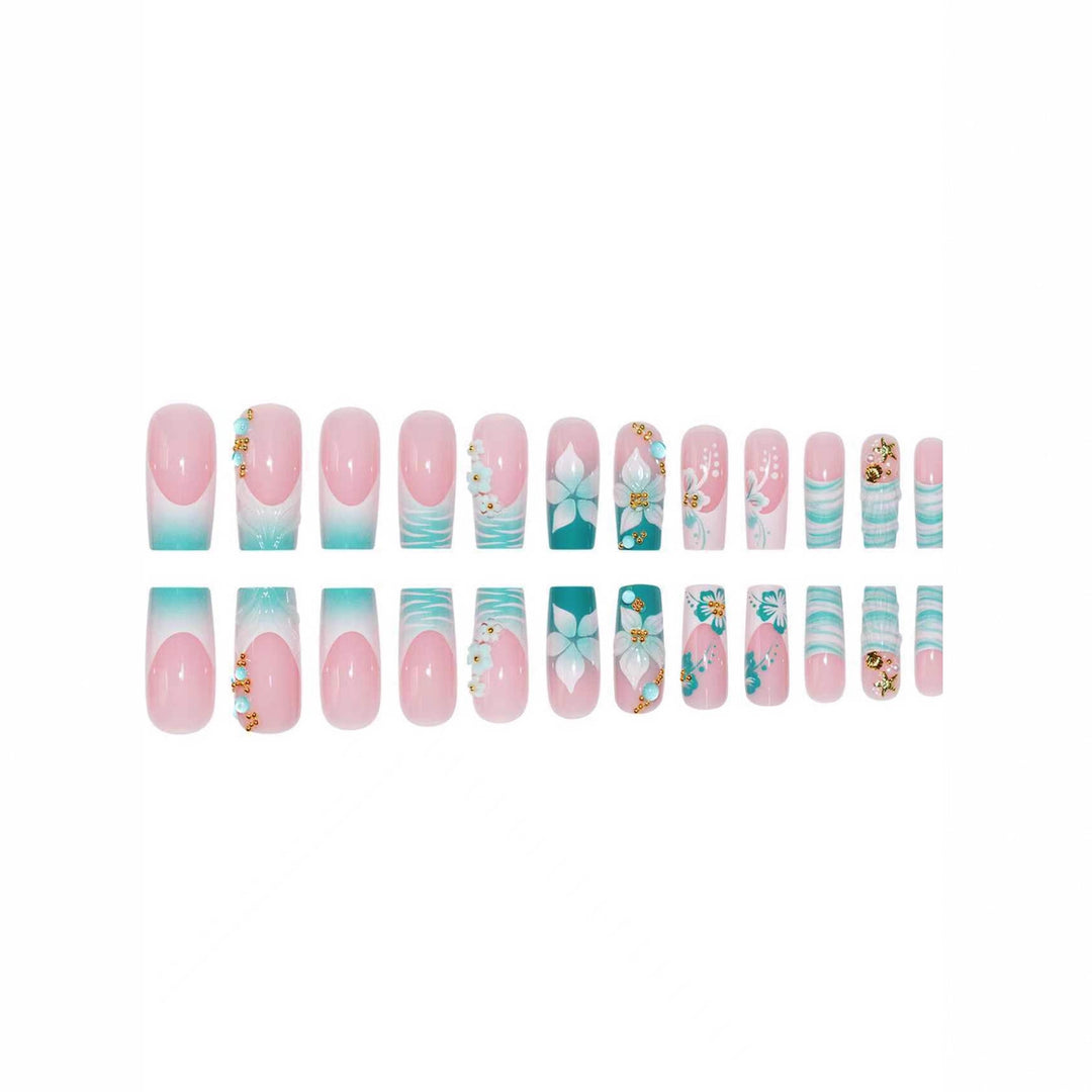 Detailed Floral Acrylic Nail Enhancements Kalsten