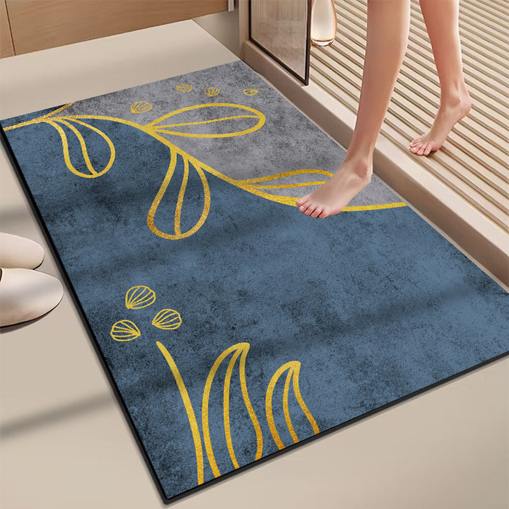 Elegant Marble-Themed Bath Mat Kalsten