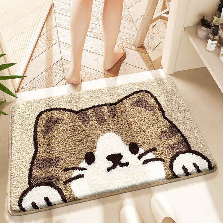 Cute Cat-Themed Plush Bath Mat