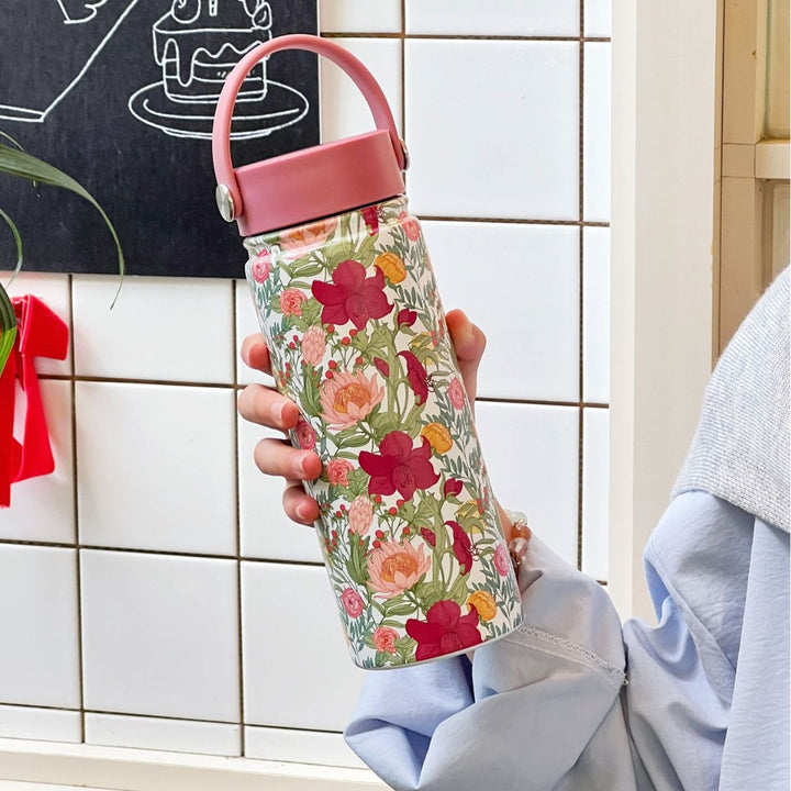 Women Trendy Flower Thermos Bottle Kalsten