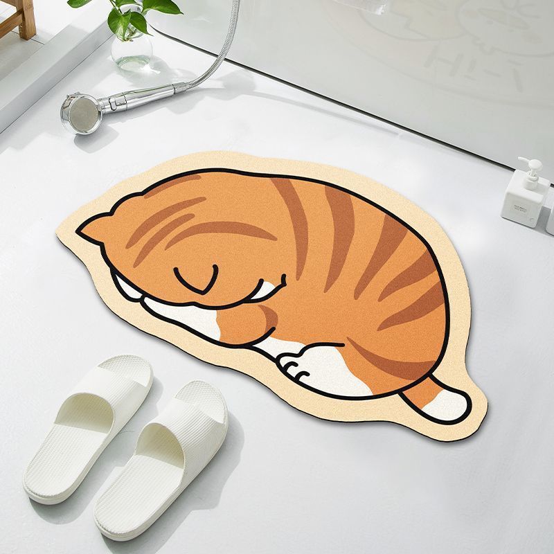 Cloud-Shaped Absorbent Microfiber Anti-Slip Bath Mat with Coastal Wave Print