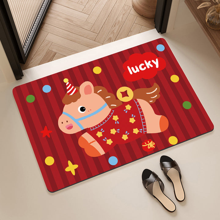Playful Horse-Themed Memory Foam Bath Mat Kalsten