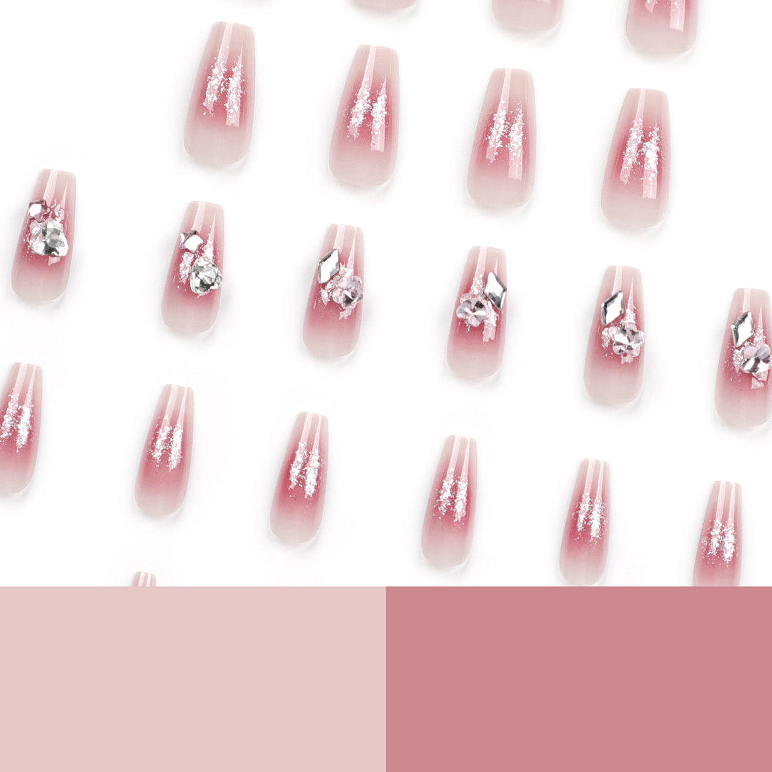 Glamorous artificial nails with glitter and crystal embellishment Kalsten