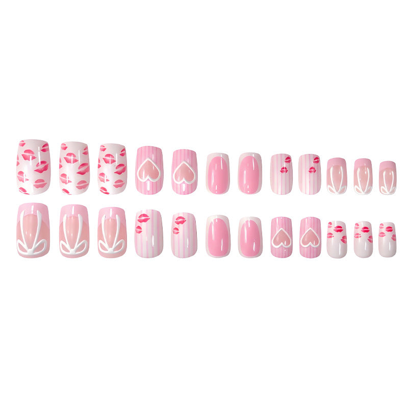 Artificial nail set with loving heart and lip motifs Kalsten