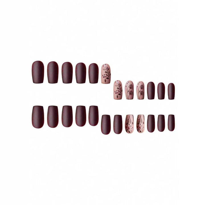 Artistic Floral Matte Nail Design Kalsten