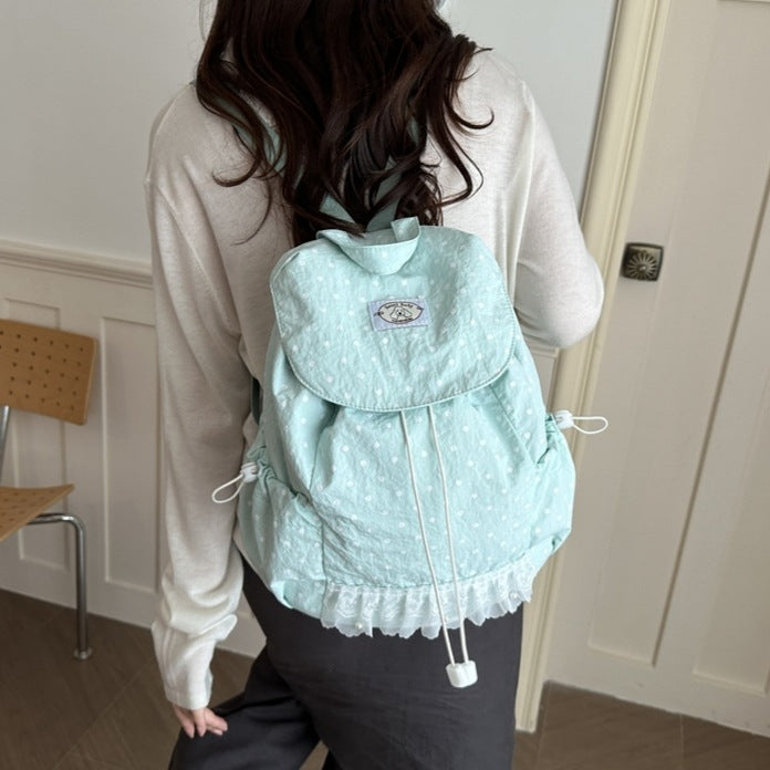Charming Polka Dot Ruffled Backpack Kalsten