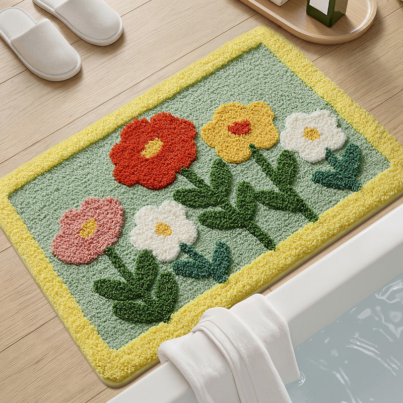 Textured Floral Bath Mat Kalsten