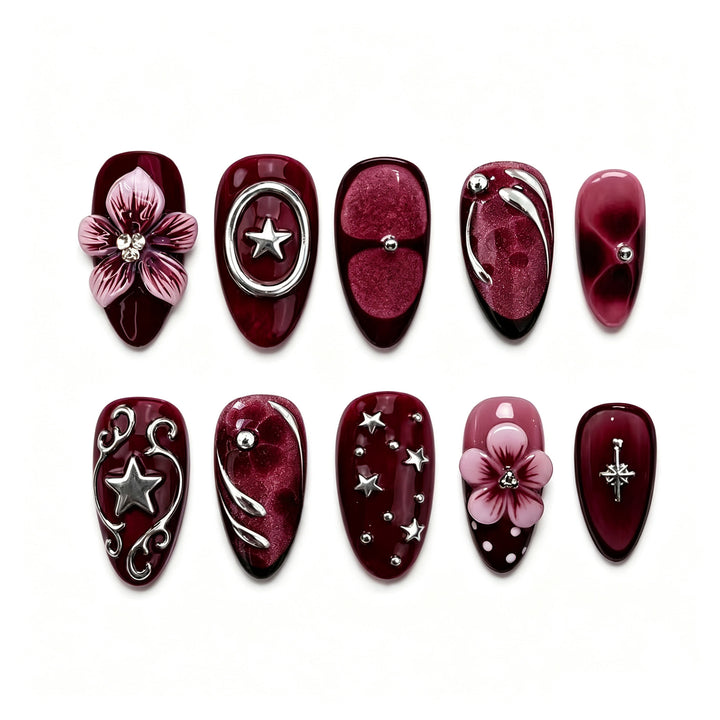 Artistic Floral Press-On Nail Art Set