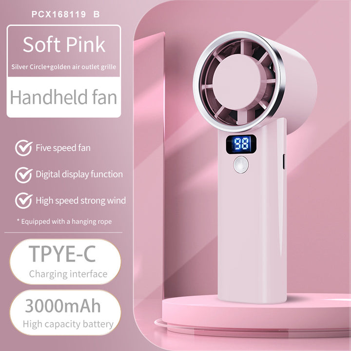 Women portable hand fan with digital display and five speed levels Kalsten