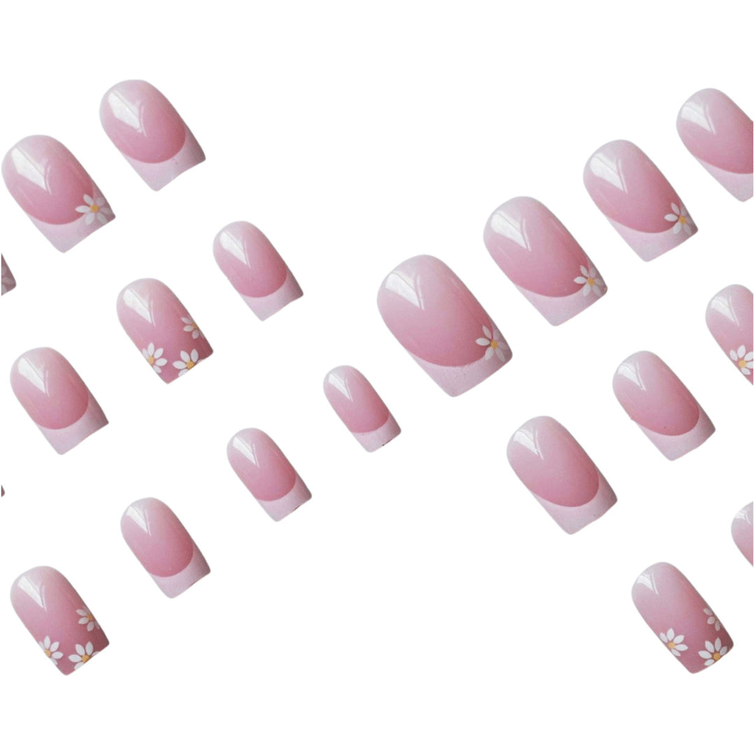 Elegant French Tip Floral Nail Art Design