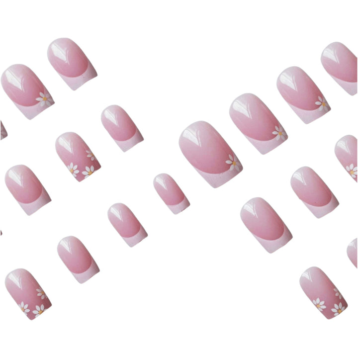 Elegant French Tip Floral Nail Art Design