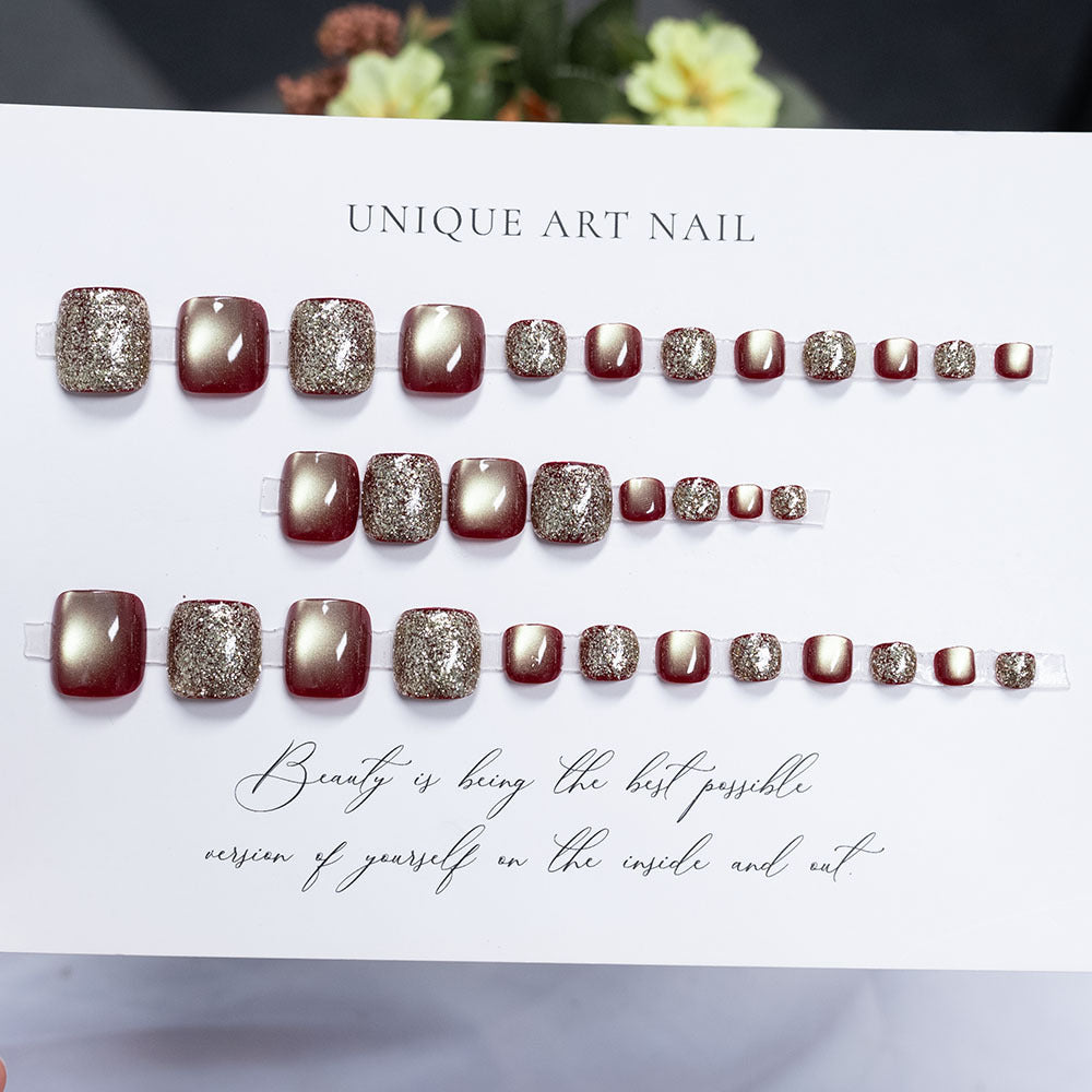 Rhinestone-Embellished Pedicure Nail Art